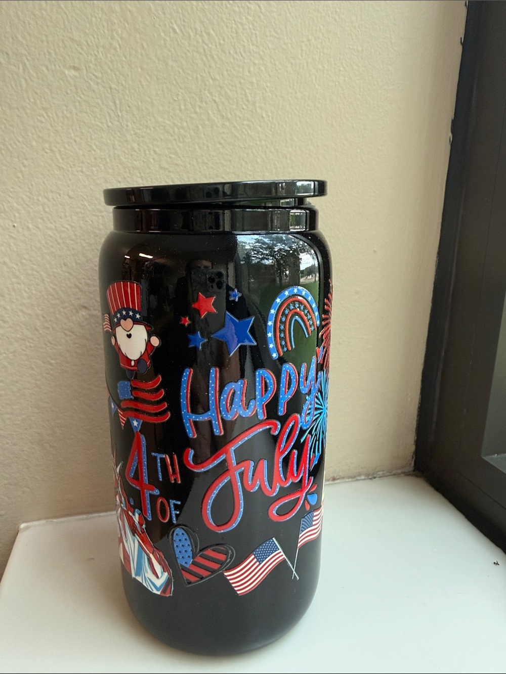 Hand Crafted Black 4th of July Patriotic Drinkware